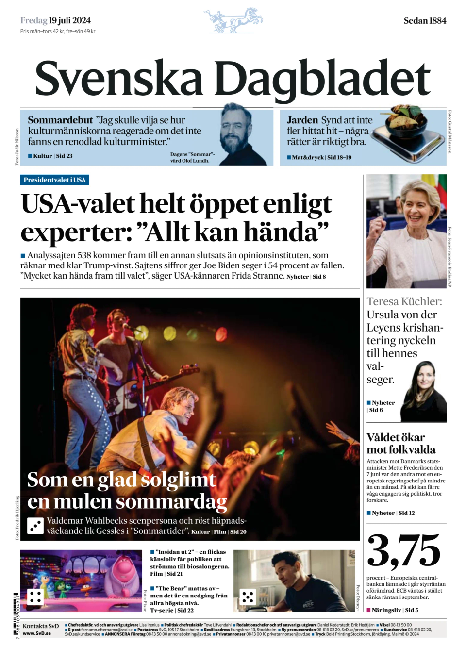 Prima-pagina-Svenska Dagbladet-edizione-di-oggi-20240719